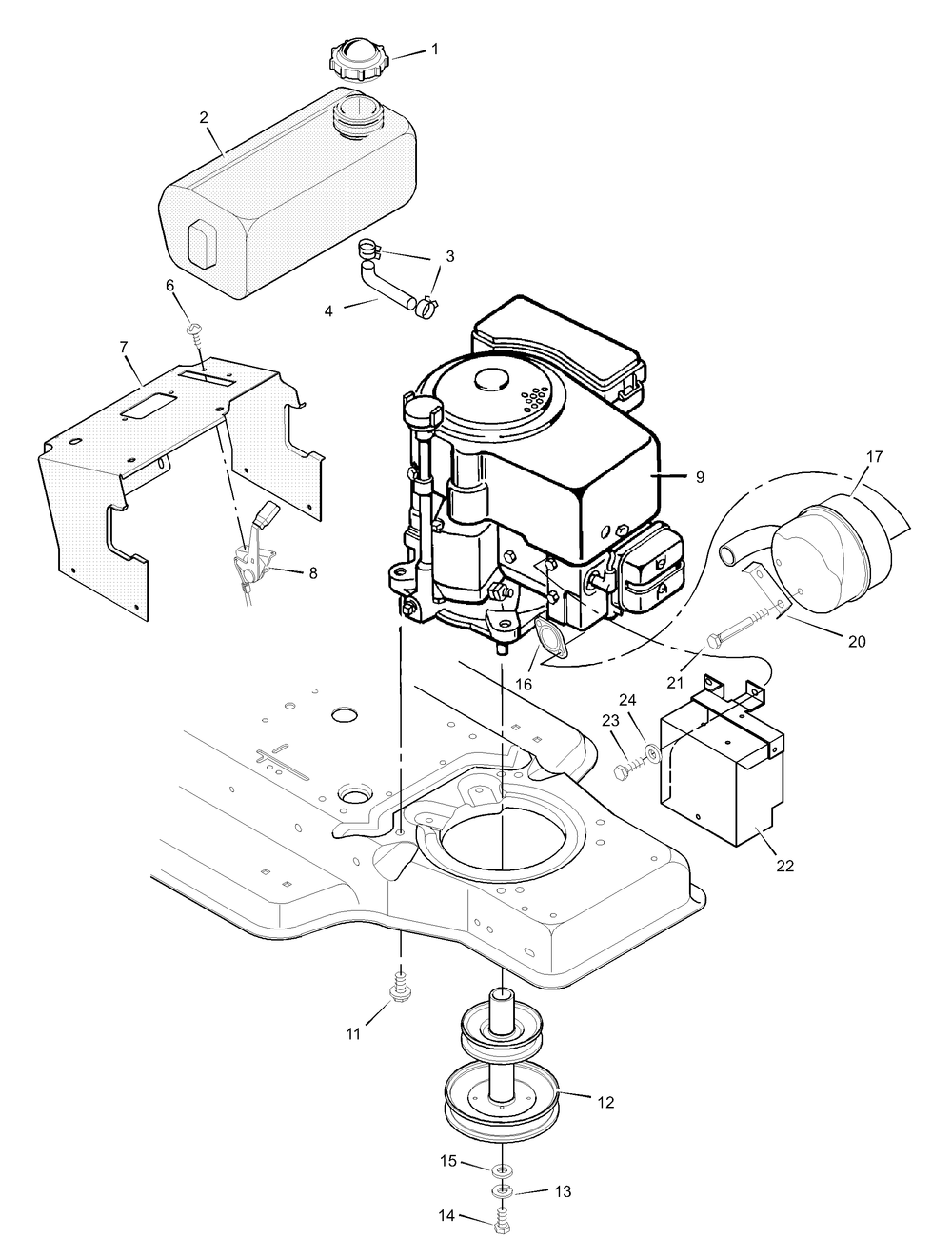Engine Mount Diagram and Parts List for 387000X92A 2003 Briggs and Stratton Lawn Tractor